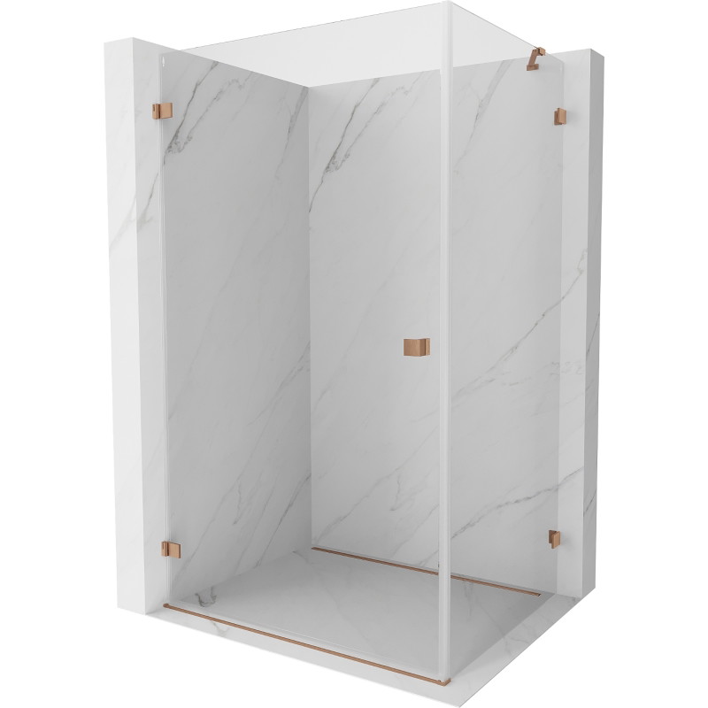 Mexen Lunar-B left hinged shower cabin 95 x 80 cm, transparent, brushed copper - 832-095-080-65-00-L
