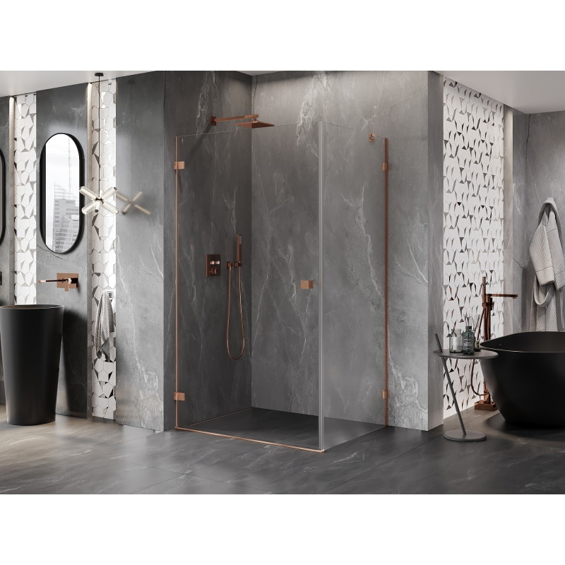 Mexen Lunar-B left hinged shower cabin 95 x 80 cm, transparent, brushed copper - 832-095-080-65-00-L