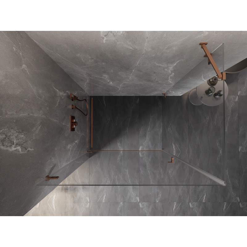 Mexen Lunar-B left hinged shower cabin 95 x 80 cm, transparent, brushed copper - 832-095-080-65-00-L