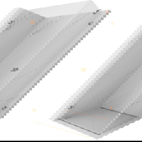 Mexen Lunar-B left shower enclosure 100 x 80 cm, transparent, brushed copper - 832-100-080-65-00-L