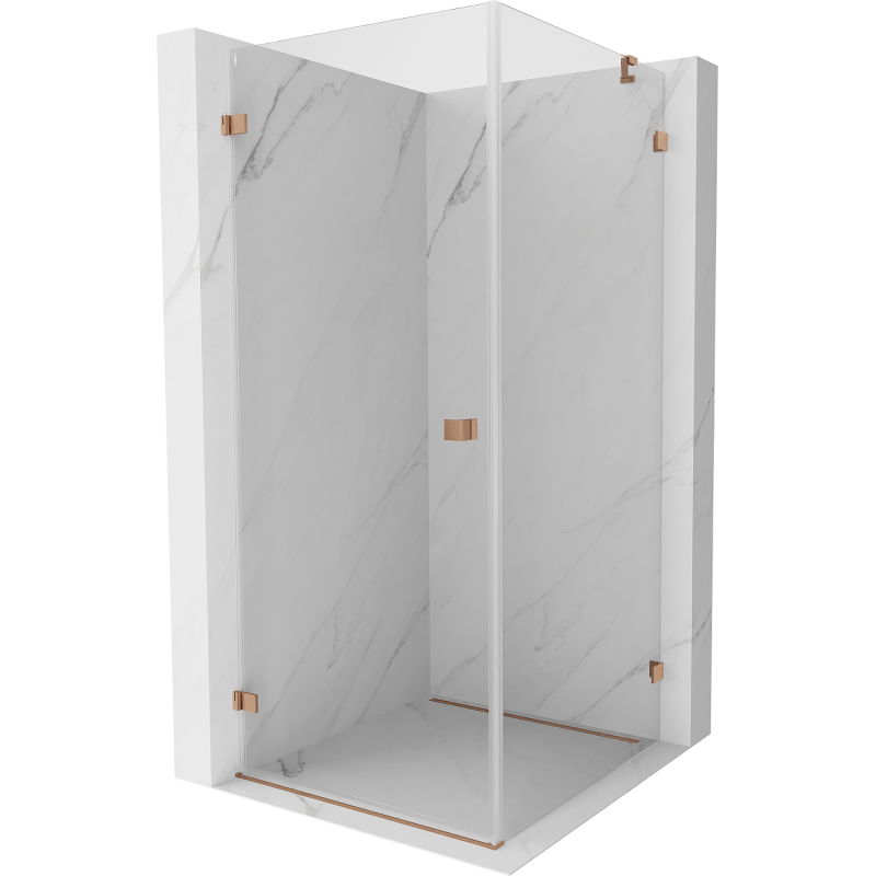 Mexen Lunar-B Left-Swing Shower Enclosure 90 x 90 cm, Transparent, Brushed Copper - 832-090-090-65-00-L