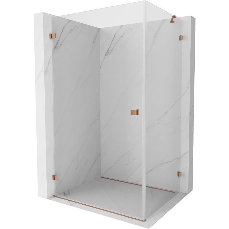 Mexen Lunar-B left hinged shower enclosure 95 x 90 cm, transparent, brushed copper - 832-095-090-65-00-L