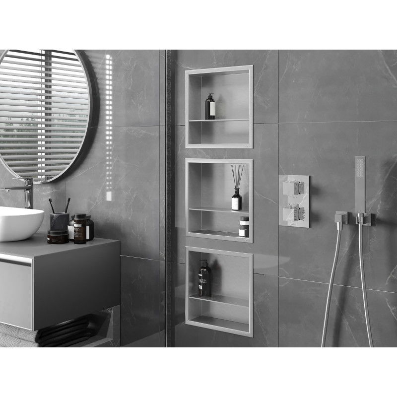 Mexen X-Wall-R recessed shelf with flange and shelf 30 x 30 cm, inox - 1910303010S