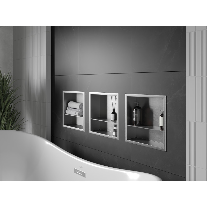 Mexen X-Wall-R niche shelf with flange and shelf 30 x 30 cm, inox - 1910303010S