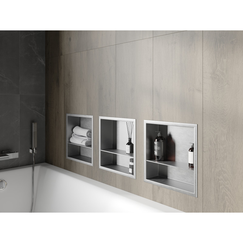 Mexen X-Wall-R niche shelf with flange and shelf 30 x 30 cm, inox - 1910303010S