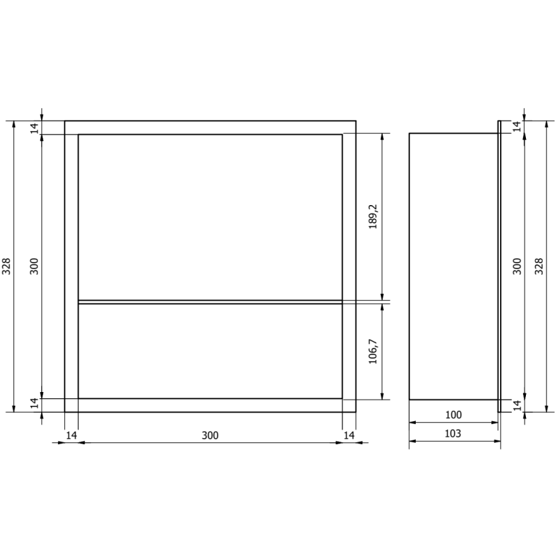 Mexen X-Wall-R niche shelf with flange and shelf 30 x 30 cm, inox - 1910303010S
