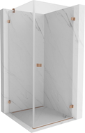 Mexen Lunar-B right pivot shower enclosure 80 x 80 cm, transparent, brushed copper - 832-080-080-65-00-P