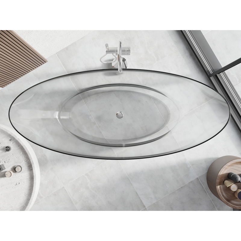 Mexen Vea free-standing transparent bathtub 180 x 80 cm, chrome plug - 58091808008