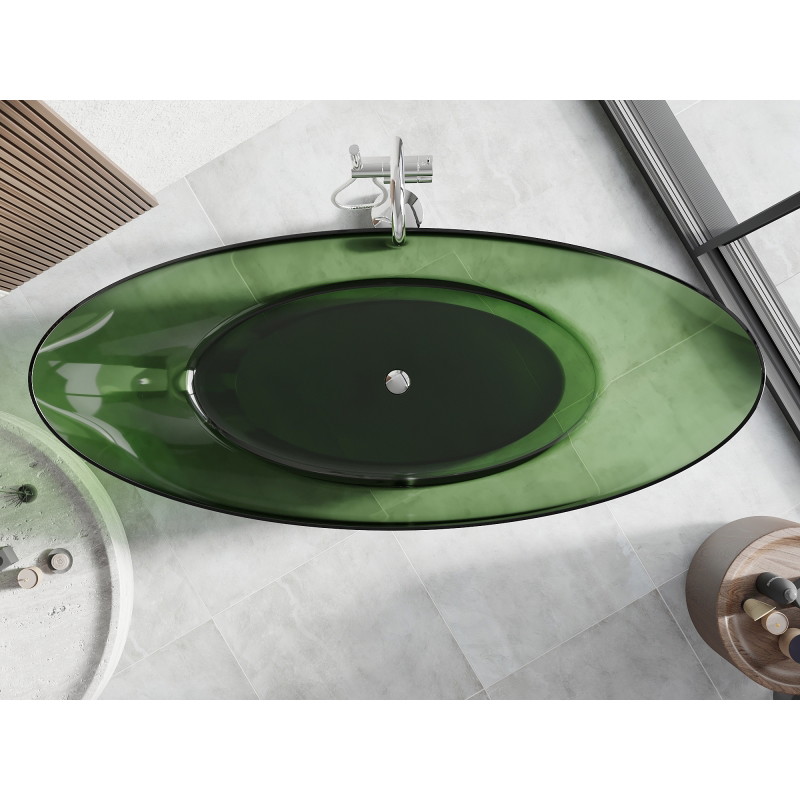 Mexen Vea forest free-standing transparent bathtub 180 x 80 cm, forest, cork chrome - 58091808002