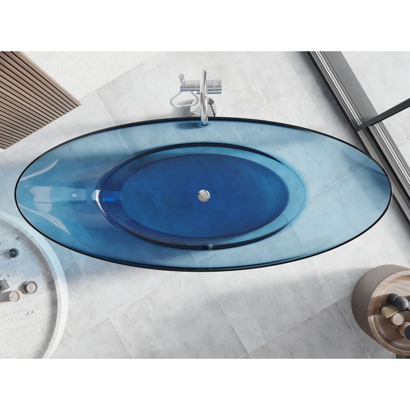 Mexen Vea denim free-standing transparent 180 x 80 cm, chrome plug - 58091808007