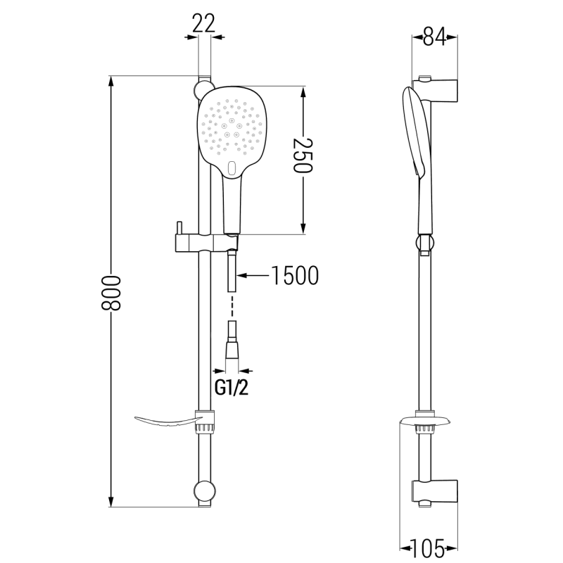 Mexen DF22 adjustable shower set, black - 785224582-70