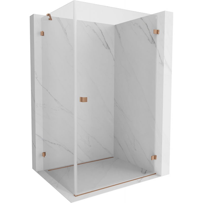 Mexen Lunar-B shower enclosure, right swing 100 x 90 cm, transparent, brushed copper - 832-100-090-65-00-P