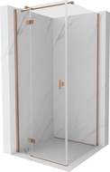 Mexen Mist-H T Left Hinged Shower Enclosure 100 x 100 cm, Transparent, Brushed Copper - 8A5T-100-100-65-00-L