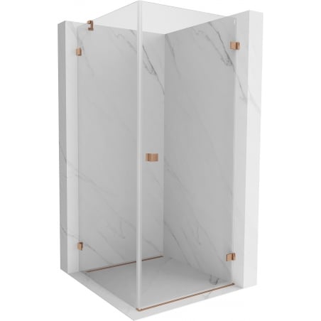 Mexen Lunar-B Right-Hinged Shower Enclosure 100 x 100 cm, Transparent, Brushed Copper - 832-100-100-65-00-P