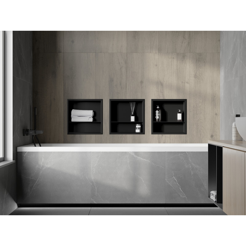 Mexen X-Wall-R niche shelf with flange and 30 x 30 cm shelf, black - 1970303010S
