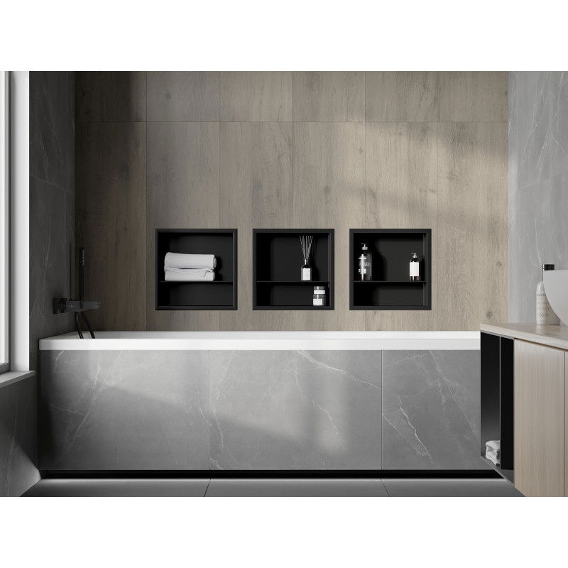 Mexen X-Wall-R recess shelf with flange and shelf 30 x 30 cm, black - 1970303010S