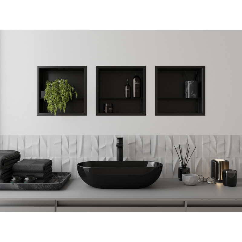Mexen X-Wall-R niche shelf with flange and 30 x 30 cm shelf, black - 1970303010S