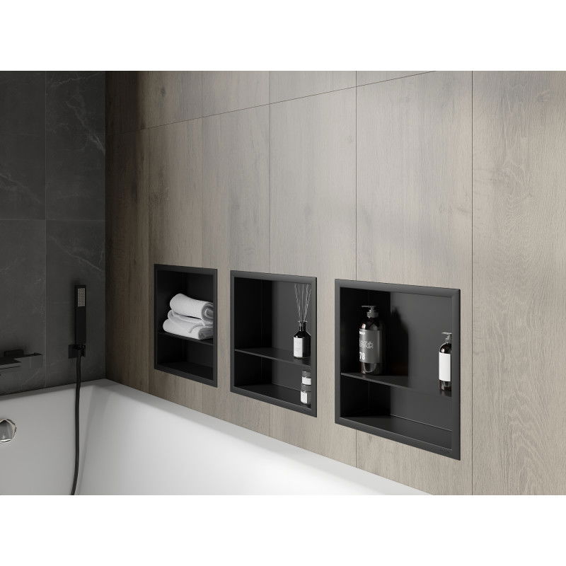 Mexen X-Wall-R recess shelf with flange and shelf 30 x 30 cm, black - 1970303010S