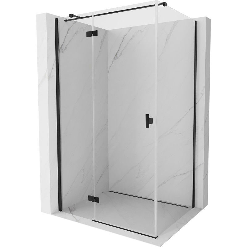Mexen Mist-H T pivot shower enclosure left 80 x 100 cm, transparent, black - 8A5T-080-100-70-00-L