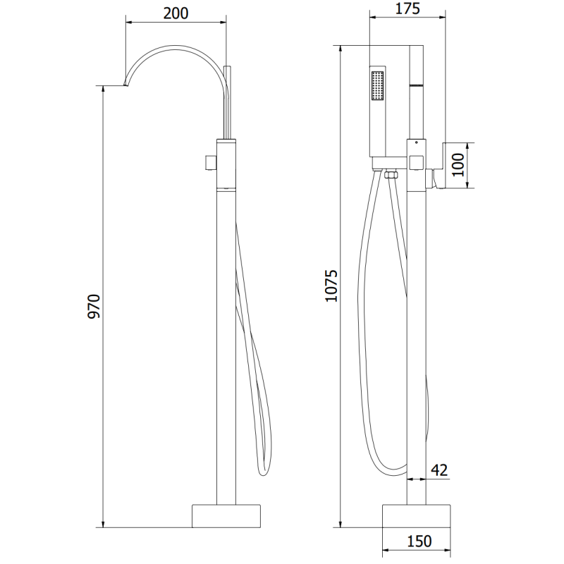 Mexen Veda freestanding bathtub faucet, chrome - 75433-00