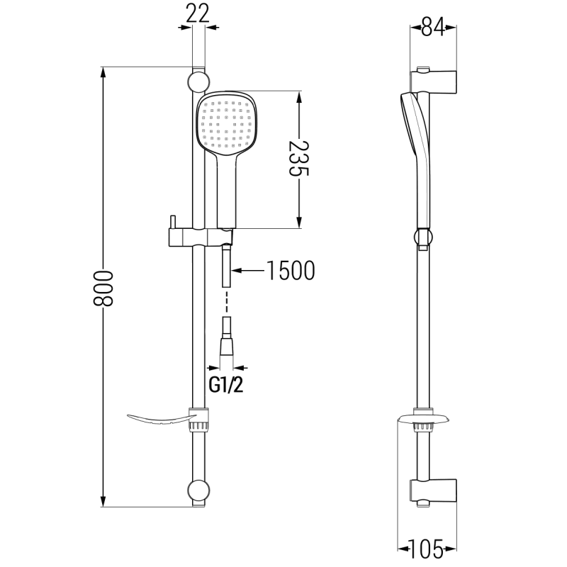 Mexen DF33 sliding shower set, chrome - 785334582-02