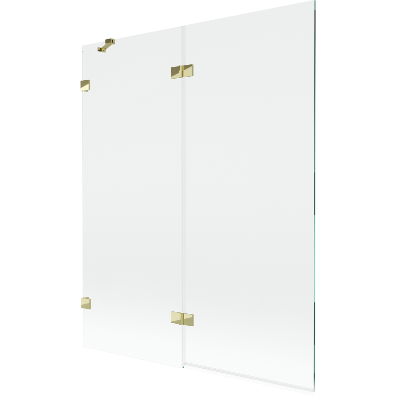 Mexen Lunar 2-panel left shower screen 140 x 150 cm, transparent, gold - 897-140-100-50-00-L