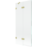 Mexen Lunar 2-panel left shower screen 80 x 150 cm, transparent, brushed gold - 897-080-100-55-00-L