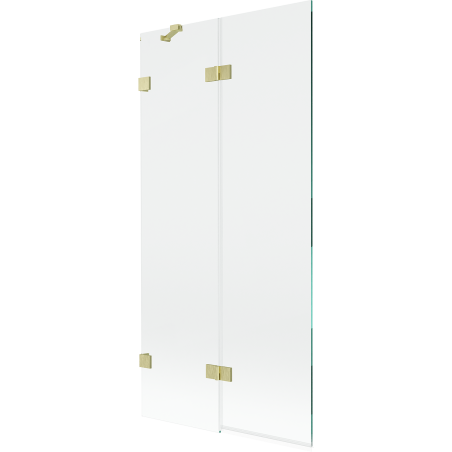 Mexen Lunar 2-wing Left Shower Screen 90 x 150 cm, Transparent, Brushed Gold - 897-090-100-55-00-L