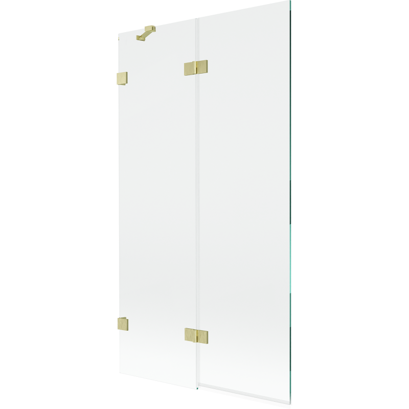 Mexen Lunar 2-panel left-side bath screen 100 x 150 cm, transparent, brushed gold - 897-100-100-55-00-L