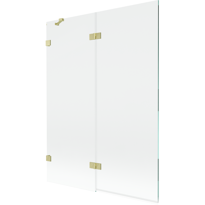 Mexen Lunar 2-panel Left Shower Screen 130 x 150 cm, Transparent, Brushed Gold - 897-130-100-55-00-L