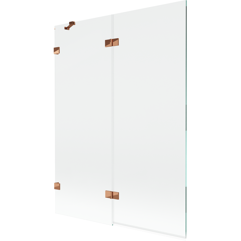 Mexen Lunar 2-panel left shower screen 130 x 150 cm, transparent, rose gold - 897-130-100-60-00-L