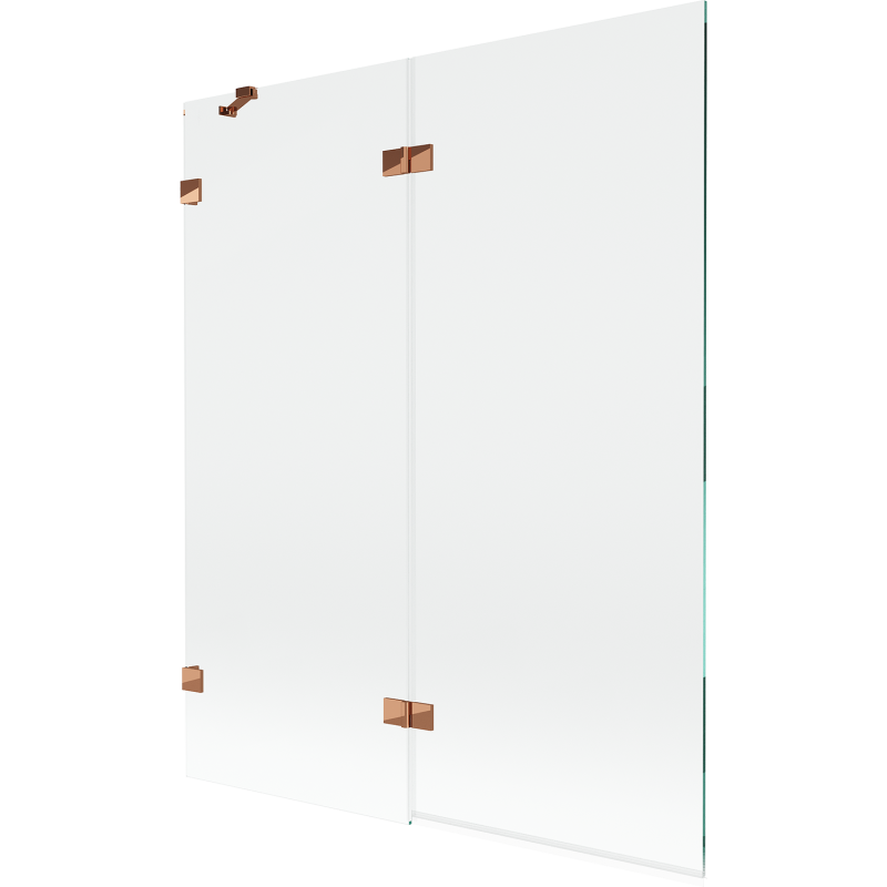 Mexen Lunar 2-panel left shower screen 140 x 150 cm, transparent, rose gold - 897-140-100-60-00-L