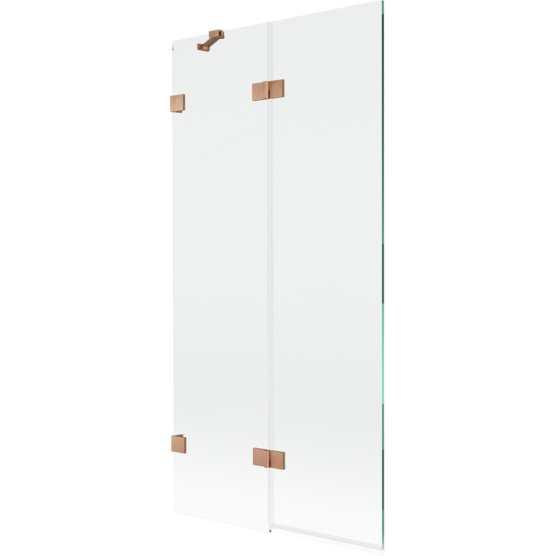 Mexen Lunar 2-panel left folding bath screen 90 x 150 cm, transparent, brushed copper - 897-090-100-65-00-L