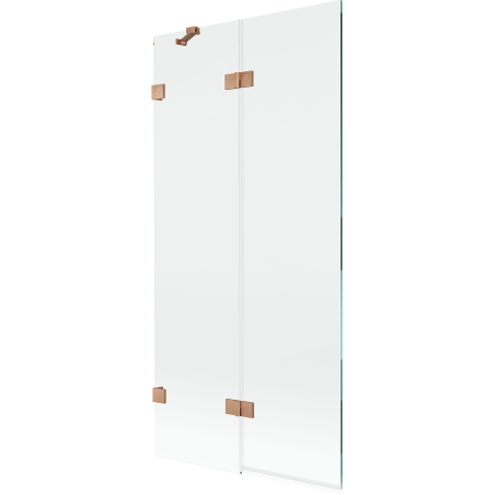 Mexen Lunar 2-panel left folding bath screen 90 x 150 cm, transparent, brushed copper - 897-090-100-65-00-L