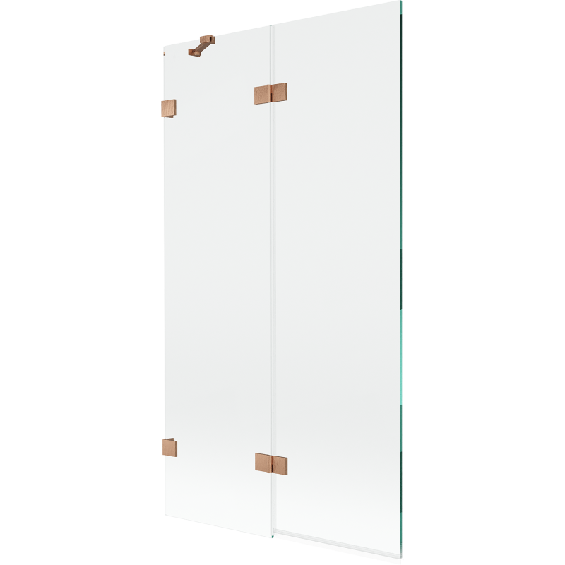 Mexen Lunar 2-panel left shower screen 100 x 150 cm, transparent, brushed copper - 897-100-100-65-00-L