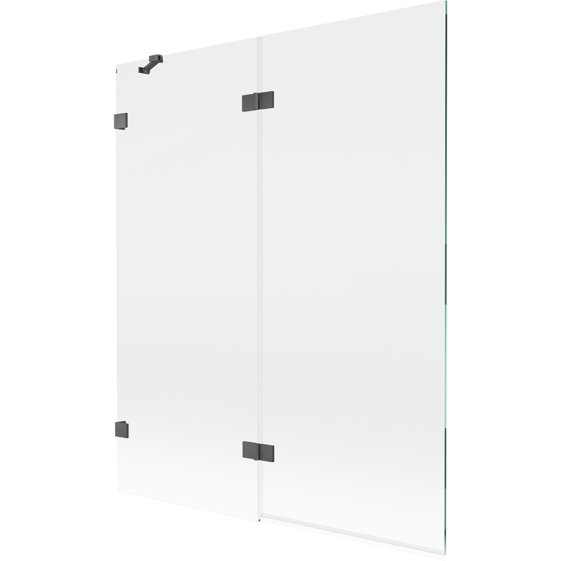 Mexen Lunar 2-Wing Left Bath Screen 140 x 150 cm, Transparent, Brushed Gun Gray - 897-140-100-66-00-L