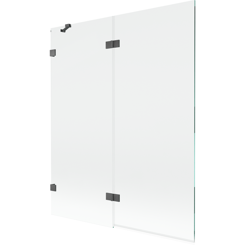 Mexen Lunar 2-wing Left Shower Screen 140 x 150 cm, Transparent, Brushed Gun Gray - 897-140-100-66-00-L
