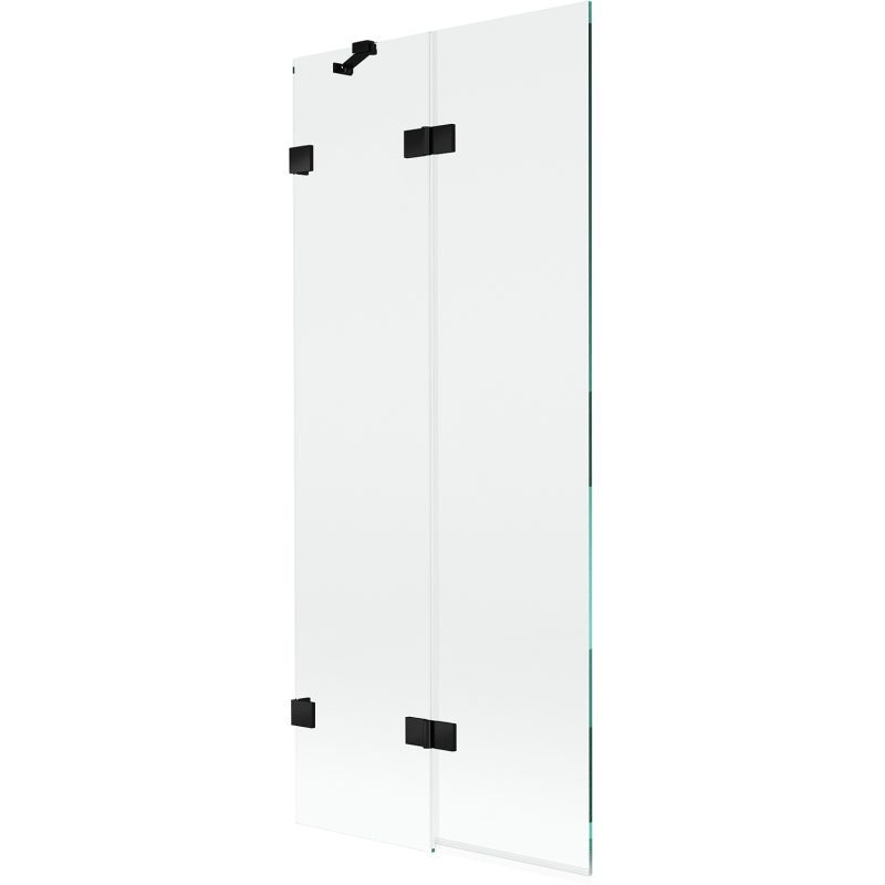 Mexen Lunar 2-wing left bath screen 80 x 150 cm, transparent, black - 897-080-100-70-00-L