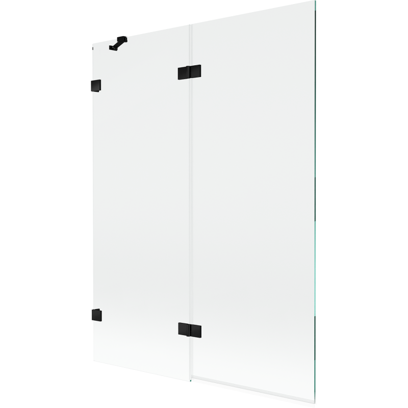 Mexen Lunar 2-wing Left Shower Screen 130 x 150 cm, Transparent, Black - 897-130-100-70-00-L