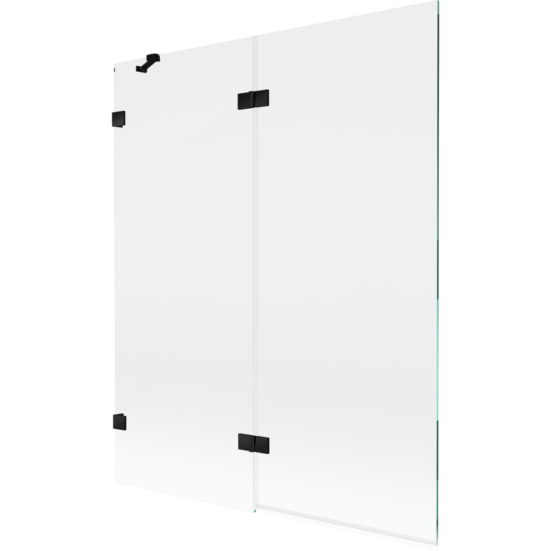 Mexen Lunar 2-panel Left Bath Screen 140 x 150 cm, Transparent, Black - 897-140-100-70-00-L