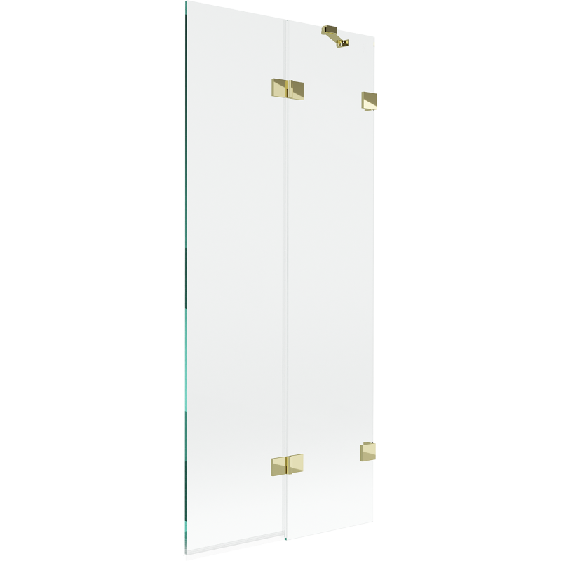 Mexen Lunar 2-winged Right Shower Screen 80 x 150 cm, Transparent, Gold - 897-080-100-50-00-P