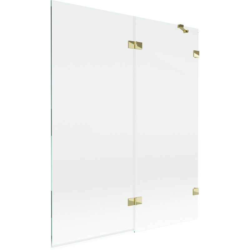 Mexen Lunar 2-panel right-hand shower screen 140 x 150 cm, transparent, gold - 897-140-100-50-00-P