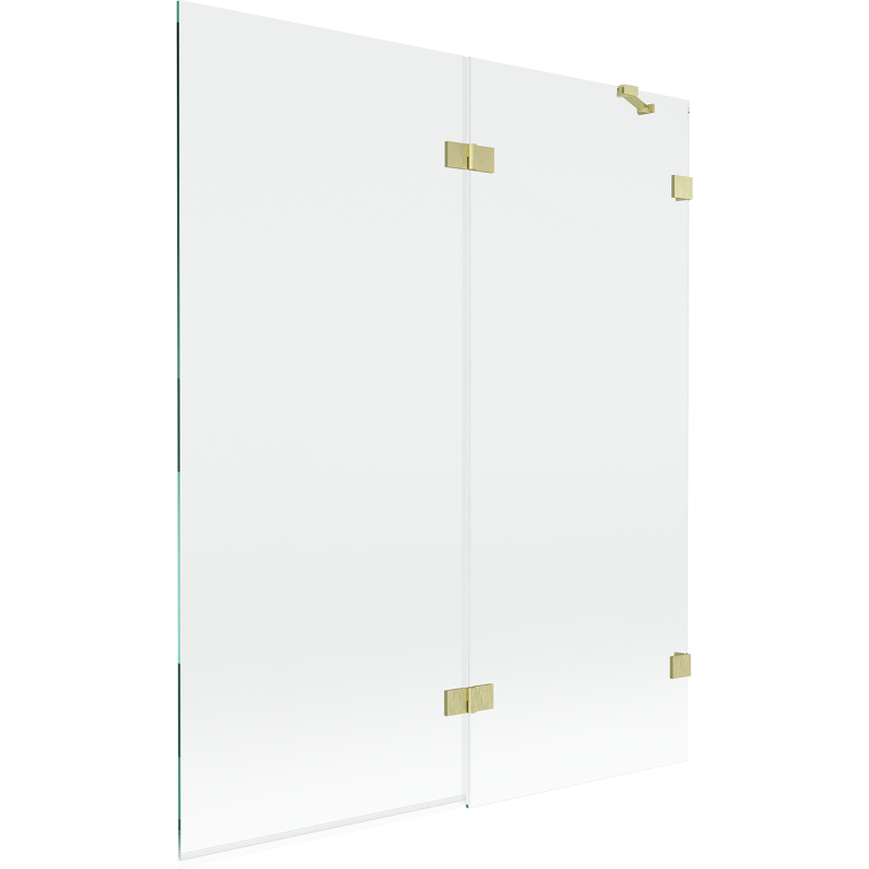Mexen Lunar 2-Panel Right-Hand Shower Screen 140 x 150 cm, Transparent, Brushed Gold - 897-140-100-55-00-P