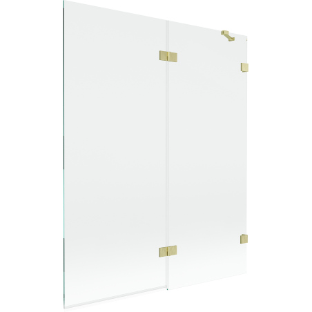 Mexen Lunar 2-Panel Right-Hand Shower Screen 140 x 150 cm, Transparent, Brushed Gold - 897-140-100-55-00-P