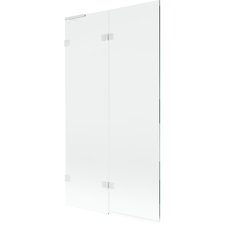 Mexen Lunar L Bathtub Screen 2-Panel Left 100 x 150 cm, Transparent, White - 897L-100-100-20-00-L