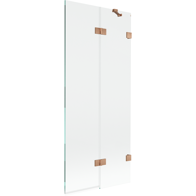 Mexen Lunar 2-panel shower screen right 80 x 150 cm, transparent, brushed copper - 897-080-100-65-00-P