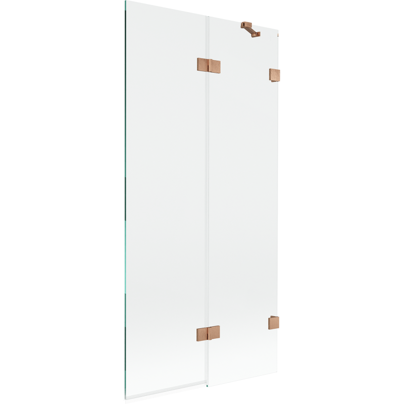 Mexen Lunar 2-Panel Bath Screen Right 90 x 150 cm, Transparent, Brushed Copper - 897-090-100-65-00-P