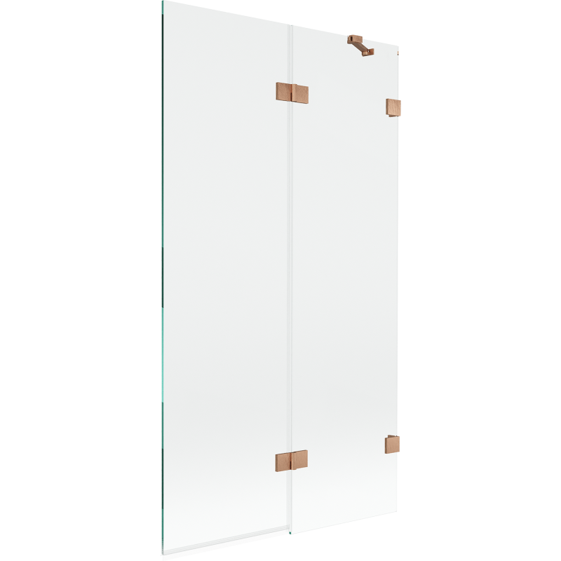 Mexen Lunar 2-panel bath screen, right 100 x 150 cm, transparent, brushed copper - 897-100-100-65-00-P