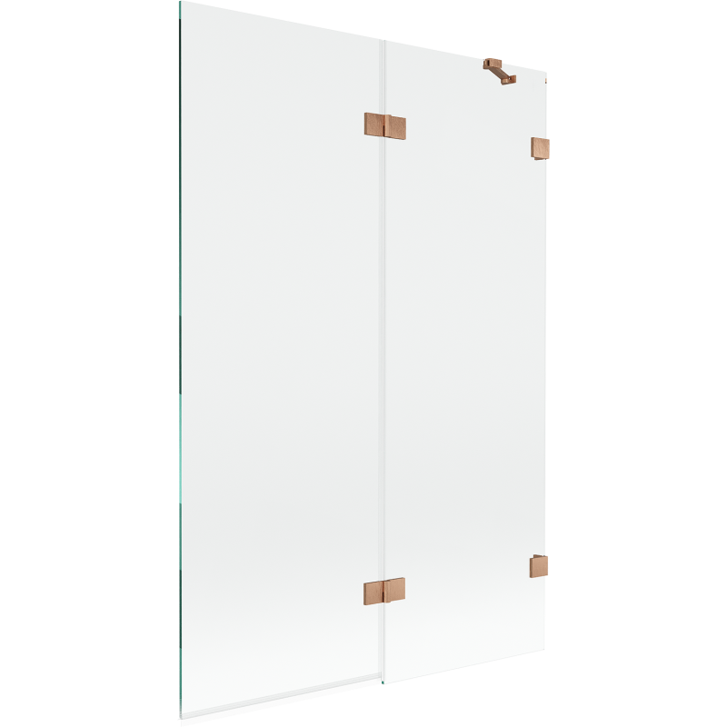 Mexen Lunar 2-panel right bath screen 120 x 150 cm, transparent, brushed copper - 897-120-100-65-00-P