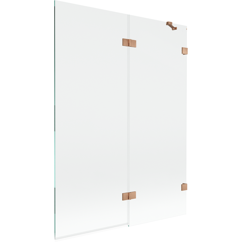 Mexen Lunar 2-Panel Bath Screen Right 130 x 150 cm, Transparent, Brushed Copper - 897-130-100-65-00-P